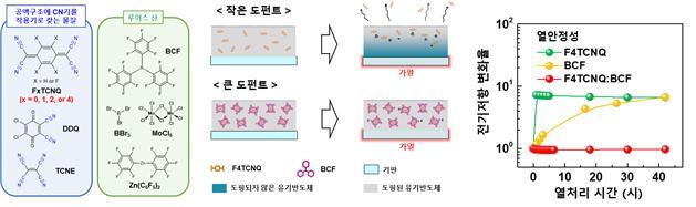 신규 유기 도펀트 소재군의 화학구조 및 도핑 안정성.(한양대 제공)/뉴스1