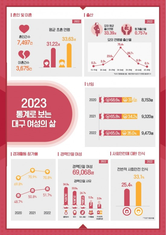 대구행복진흥원이 발간한 '2023 통계로 보는 대구여성의 삶' 포스터.[대구행복진흥원 제공]