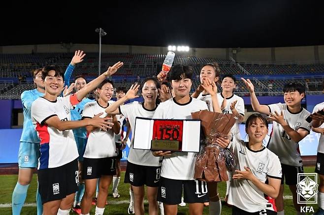 [서울=뉴시스]여자축구 지소연, 150번째 A매치. (사진=대한축구협회 제공)