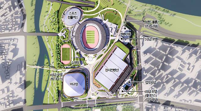 ▲ 잠실 스포츠·MICE&nbsp;복합공간 조성사업(안) 단지배치도 ⓒ서울시