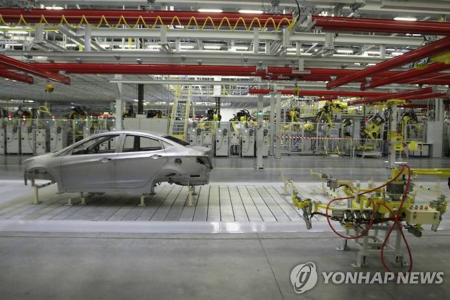 러시아 상트페테르부르크 현대차 공장 [타스=연합뉴스 자료사진]