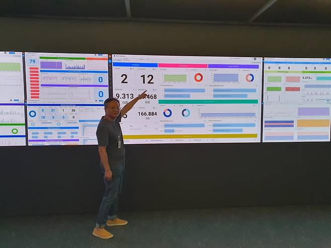 정재준 엑셈 개발2본부장(이사)이 '데이터 세이커'를 소개하고 있다. 윤현주 기자