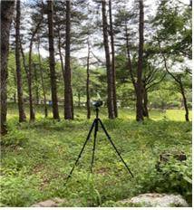 소나무 숲길 피톤치드 측정.[도 보건환경연구원 제공]