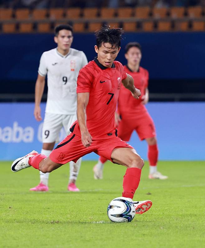 ▲ 페널티킥으로 두 번째 골을 터뜨린 정우영. ⓒ연합뉴스