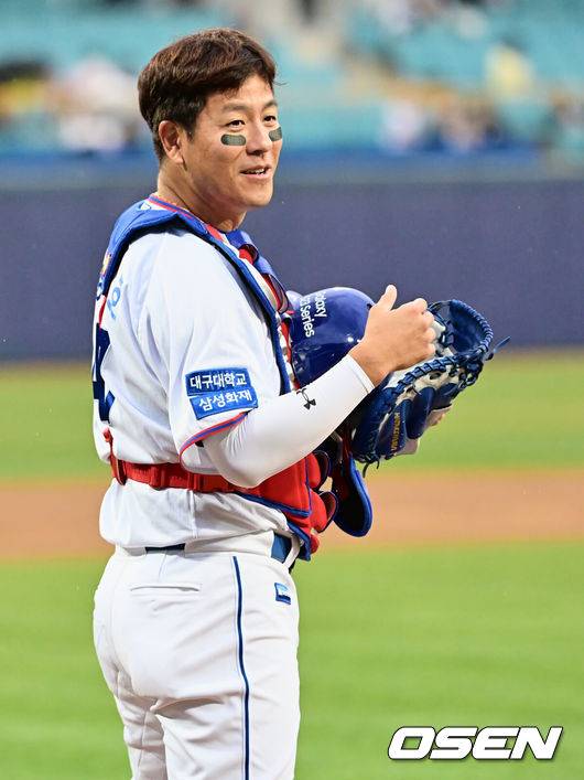 [OSEN=이석우 기자]  삼성 강민호. 2023.04.14 / foto0307@osen.co.kr