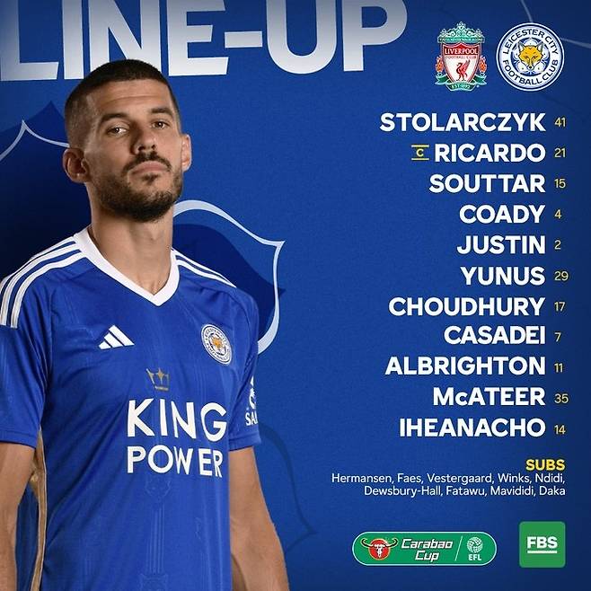 레스터 시티 선발 명단. 레스터 공식 SNS