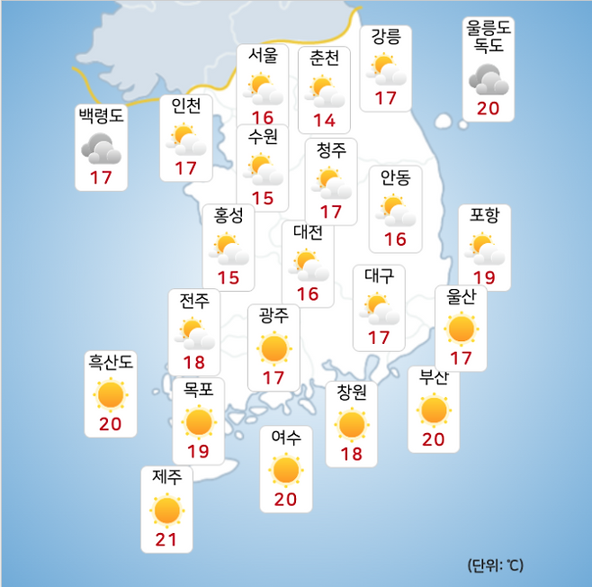 ⓒ기상청: 오늘(29일) 오전 전국날씨