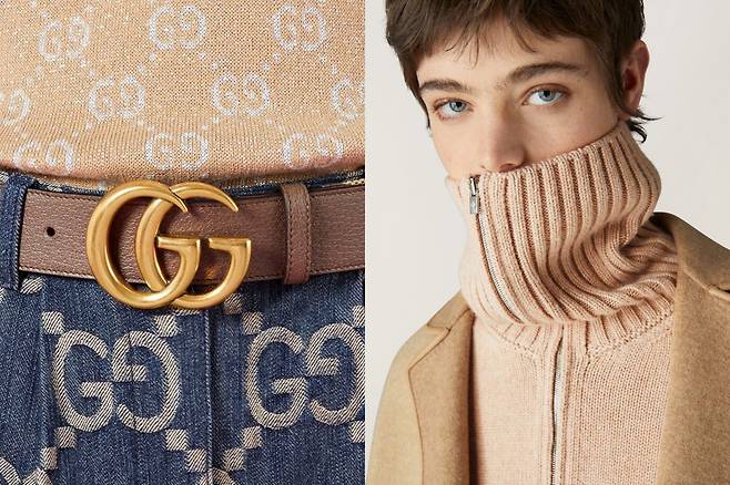 2023년 명품 패션 유행이 바뀌면서 소비자들이 로고(왼쪽) 대신, 소재(오른쪽)에 집중하기 시작했다. /구찌·로로 피아나