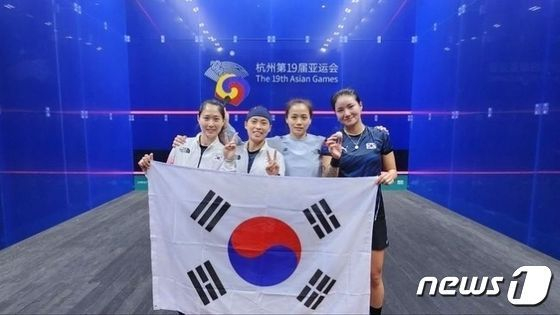 한국 스쿼시 여자 단체 대표팀/사진=대한스쿼시연맹