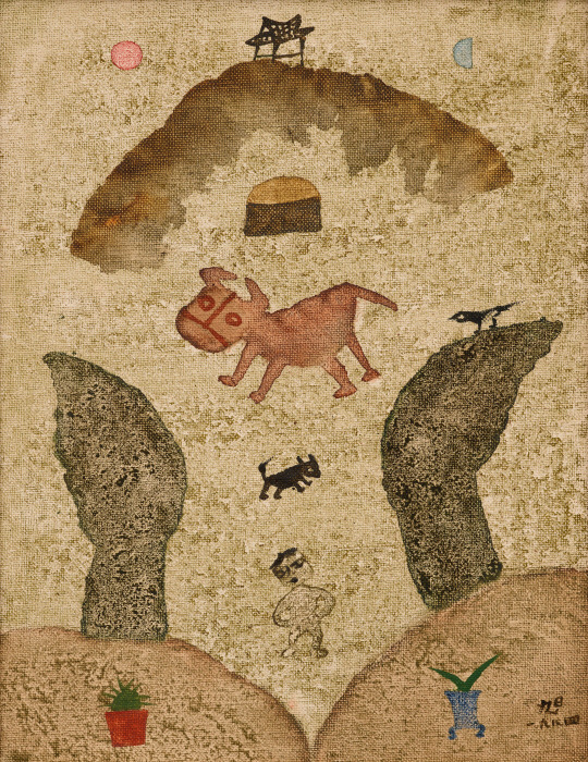 마을 마을, 1984, 캔버스에 유화 물감, 35.3×27.2cm, 국립현대미술관 이건희컬렉션. 국립현대미술관 제공