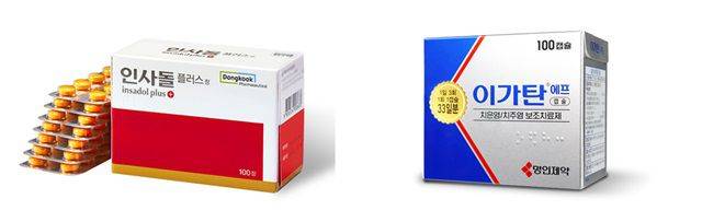 치주질환 보조치료제 인사돌, 이가탄 /동국제약, 명인제약