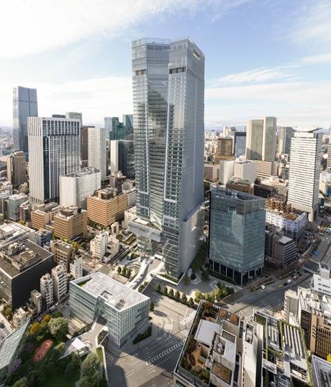 6일 개장하는 도라노몬힐스 스테이트타워 전경. 총 49층 높이로 세계에서 손꼽히는 레스토랑과 최고급 편의시설이 들어서 도쿄의 새로운 명소가 될 것으로 기대를 모은다. 모리빌딩컴퍼니 제공