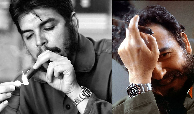 '쿠바 혁명'의 주역으로 알려진 정치인 체 게바라와 피델 카스트로가 애용했던 롤렉스 'GMT-Master' 모델.