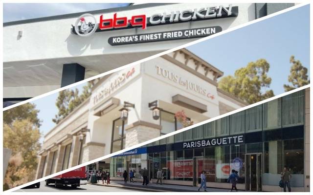 (위에서부터)BBQ치킨, 뚜레쥬르, 파리바게뜨 미국 현지 매장 전경/그래픽=비즈워치