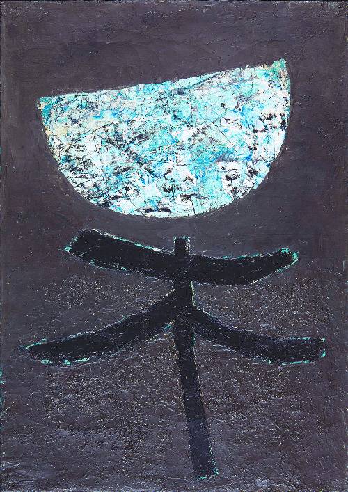 문자추상식의 '반월·목(半月·木)'(1963, 캔버스에 유채). 국립현대미술관 제공