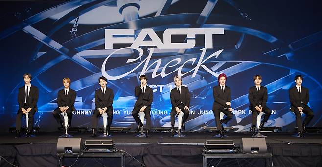 NCT127 holds a press conference for its fifth LP "Fact Check" in Seoul on Friday. (SM Entertainment)