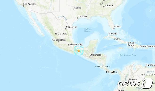 (서울=뉴스1) 김예슬 기자 = 멕시코 남부 와하카 인근에서 6일 오후 11시6분(한국시간 7일 오후 2시6분)께 규모 5.9의 지진이 발생했다.(미 지질조사국 갈무리).