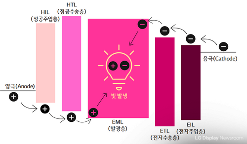 OLED 발광층. 〈자료 LG디스플레이 뉴스룸〉