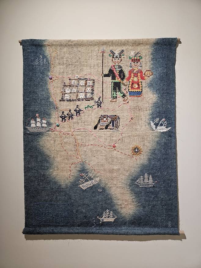 "Taiwan Expedition 1867-1874" by Deng Wenjen is shown at the 2023 Cheongju Craft Biennale. (Park Yuna/The Korea Herald)