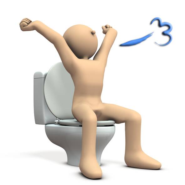 변기에 앉아서 양손을 머리 위로 올린 후 가능한 한 한껏 뒤로 젖혀 3~6초간 유지하는 동작을 여러 차례 반복하면 장 기능이 원활해져 배변에 도움을 준다. [사진= 게티이미지뱅크]