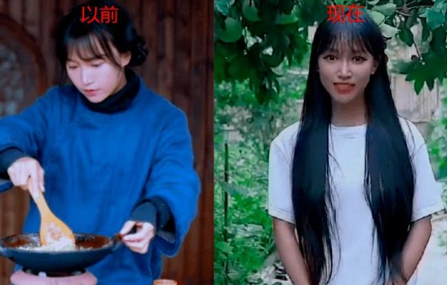 인기 왕훙(인플루언서) 리쯔치의 2년 전 모습(왼쪽)과 현재 모습(오른쪽)./사진 = 더우인, 바이두