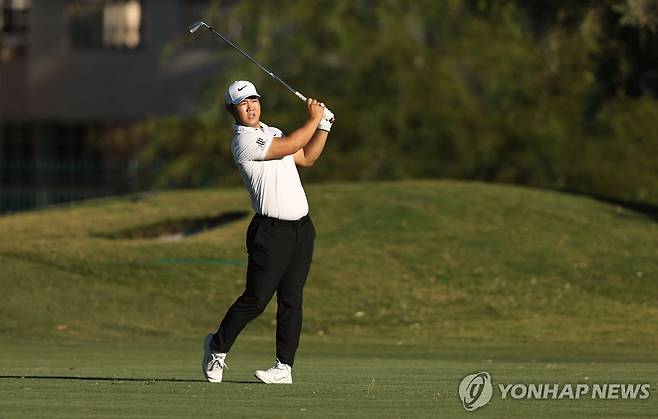 김주형의 1라운드 경기 모습 [Getty Images via AFP.재배포 및 DB 금지]