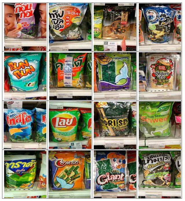 태국 편의점과 대형마트 어디를 가든 과자류 매대 전체가 김스낵으로 가득한 모습을 어렵지 않게 찾을 수 있다. 태국의 김스낵 시장규모는 연 80억 바트(약 2956억원) 수준으로 추정된다. 한국농수산식품유통공사(aT)