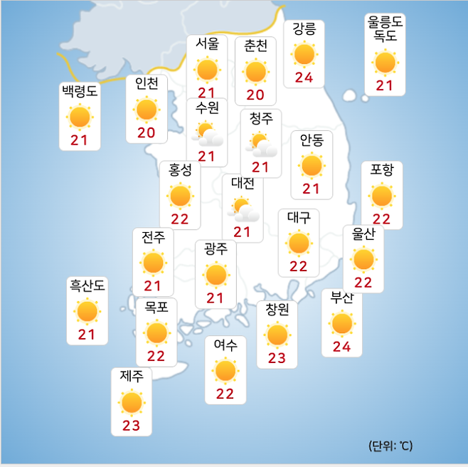 ⓒ기상청: 오늘(15일) 오후 전국날씨