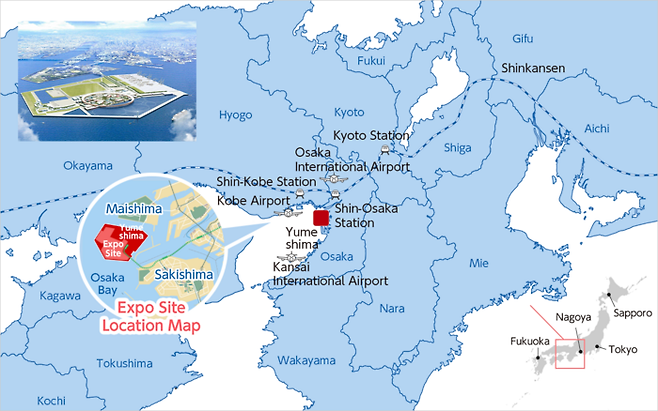 2025 오사카·간사이 엑스포가 열리는 위치. [일본국제박람회협회]