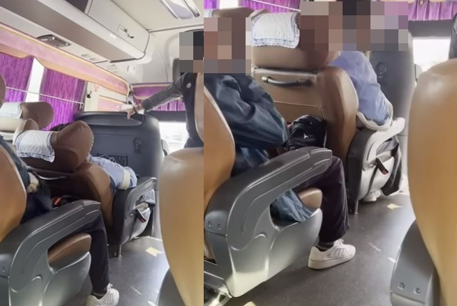 16일 보배드림 등 온라인 커뮤니티에 공유된 고속버스 속 승객 간 갈등 상황 ⓒ유튜브 영상 캡처
