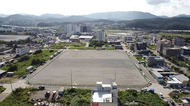 용황상업주거지구 임시주차장 전경. 경주시 제공