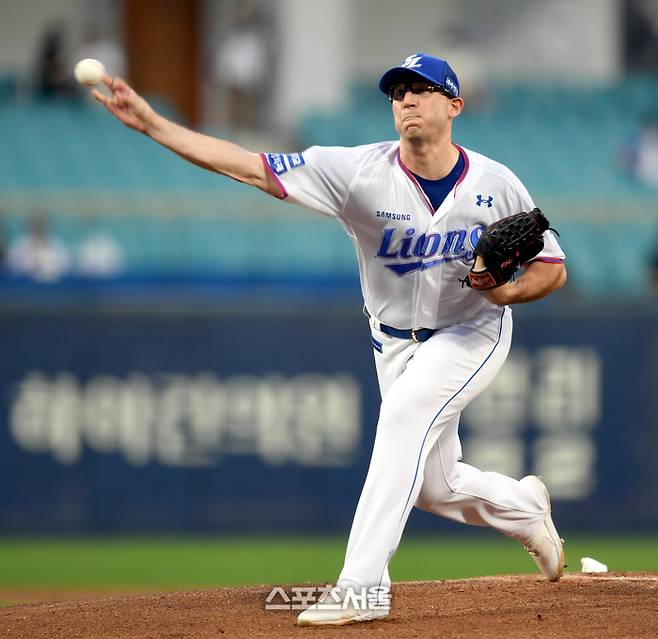 삼성 선발투수 와이드너가 12일 대구 삼성라이온즈파크에서 열린 2023 KBO리그 KIA와 경기에서 역투하고 있다. 2023. 9. 12. 대구 | 최승섭기자 thunder@sportsseoul.com