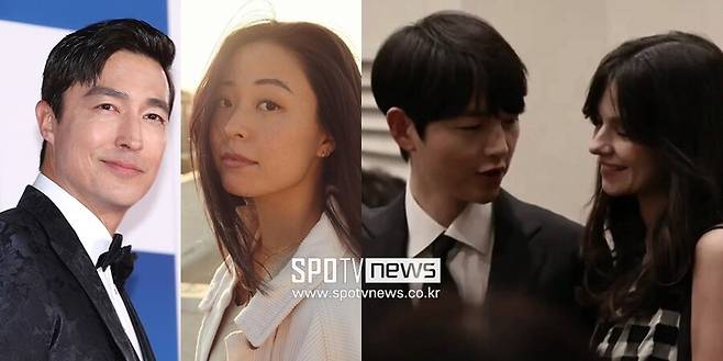 ▲ 사진 왼쪽부터 다니엘 헤니, 루 쿠마가이, 송중기-케이티 루이스 손더스 부부. ⓒ곽혜미 기자, 인스타그램, 인터넷 커뮤니티 등