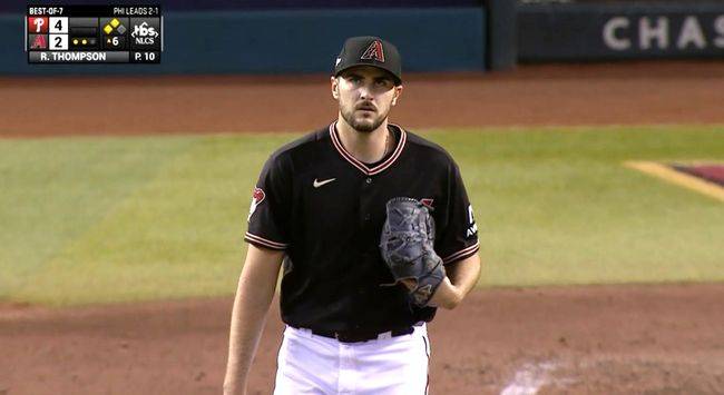 애리조나 다이아몬드백스 투수 라이언 톰슨 &nbsp;&nbsp;&nbsp;TBS TV 중계 화면