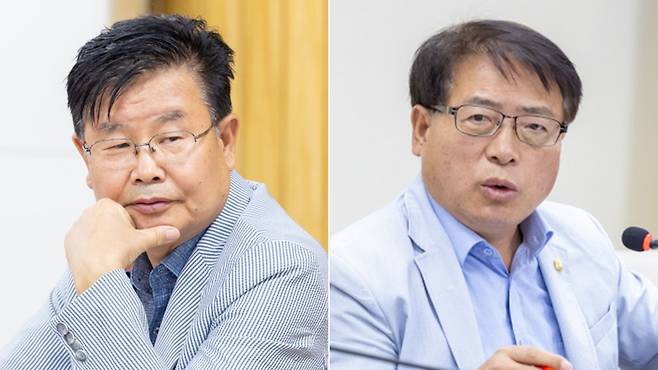 강서구청 대회의실에서 열린 일본 오타루시와의 자매결연 행사에서 주먹다짐을 벌인 정장훈·이충현 강서구의원/강서구의회