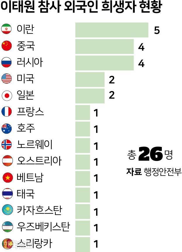 이태원 참사 외국인 희생자 현황. 그래픽=박구원 기자