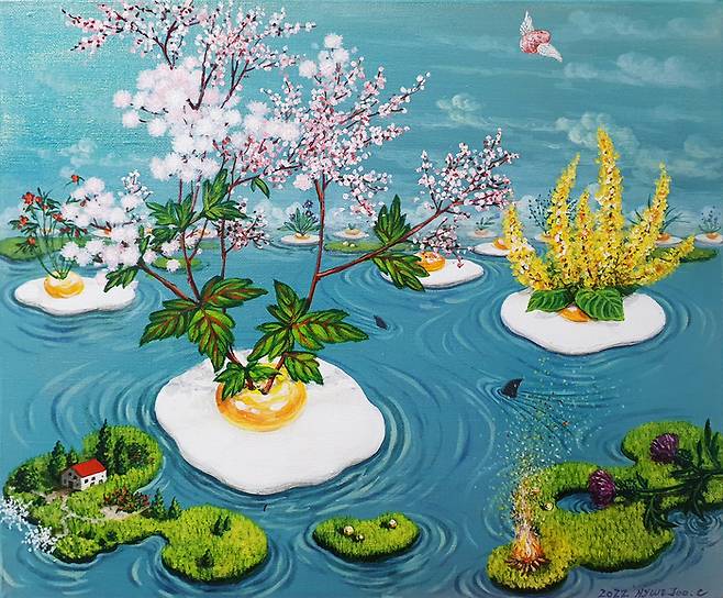꿈속의 정원-Life&Rebirth I 38x45cm Acrylic on canvas 2022