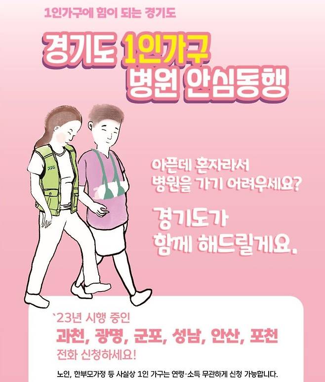 경기도, '1인 가구 병원 안심동행' 과천시까지 확대