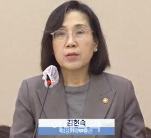 김현숙 여성가족부 장관이 2일 국회 여성가족위원회에서 업무보고를 하고 있다.(사진=국회의사중계시스템 갈무리)