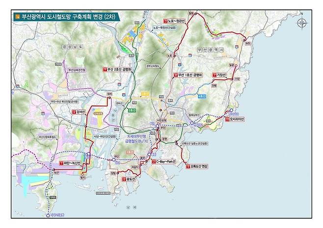 2030년까지 개통을 목표로 추진하고 있는 부산권 철도망. 부산시 제공