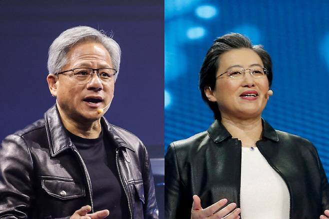 젠슨 황 엔비디아 CEO와 리사 수 AMD CEO. (사진=AFP/로이터)