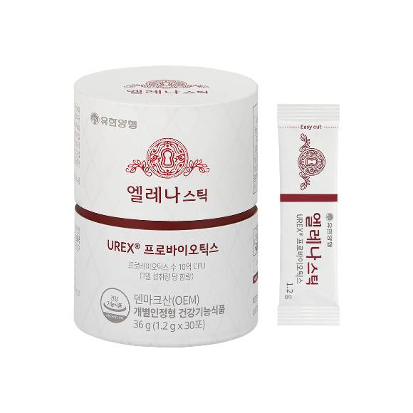 유한양행이 분말 제형의 여성용 유산균 제품을 출시했다. 사진은 엘레나스틱. /사진=유한양행