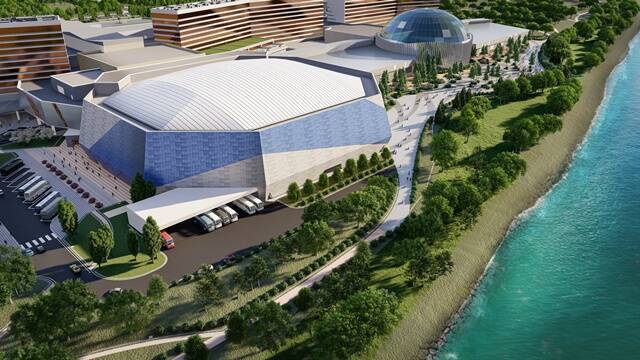 인천 영종도 인스파이어 엔터테인먼트 리조트에 국내 1호 아레나급 공연장이 들어선다. 사진은 인스파이어 엔터테인먼트 리조트 조감도다. /인스파이어 엔터테인먼트 리조트