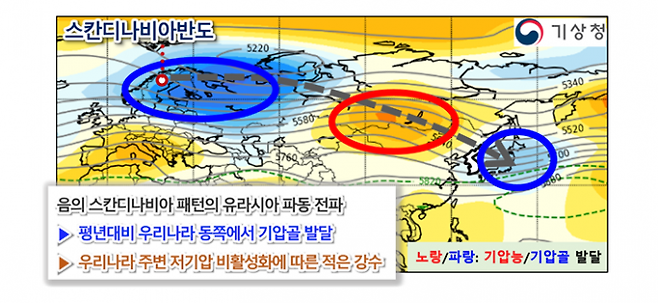 2023년 10월 적은 강수 관련 유라시아 기압계 모식도. 기상청 제공