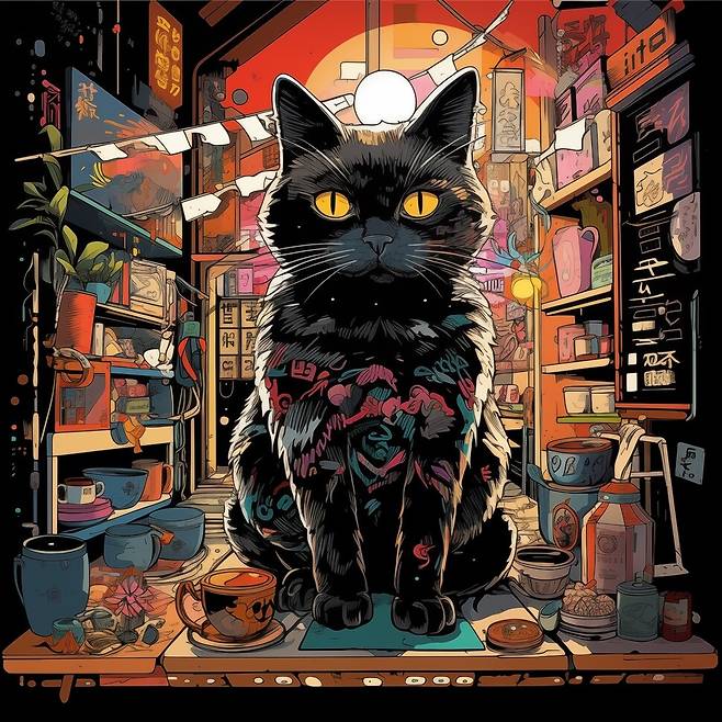 델리스파이스 5집 ‘에스프레소’ 발매 20주년 기념 프로젝트로 박근홍이 리메이크한 ‘키치죠지의 검은 고양이’ 표지. 샤이체어 제공