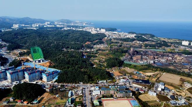 동해 북평중학교 일원 전경. 동해시 제공