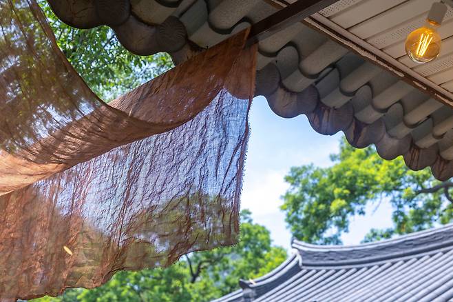 '순이진이갤러리' 곳곳에는 곱게 '자연 물'이 든 천연색 천들이 나풀거린다. 갤러리에선 천연 염색 옷, 공예품들을 만나볼 수 있다. / 이신영 영상미디어 기자