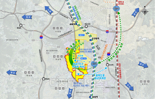 오산세교 신규택지 광역교통 연계 구상. 자료 국토부
