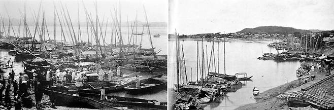 영국의 지리학자 이사벨라 버드 비숍이 1894년 조선을 방문해 촬영한 마포나루의 전경. 소금과 젓갈을 실은 배들이 모여 도성 안에서 소비되는 소금과 젓갈은 거의 모두 이곳에서 공급되었다. [인터넷 캡쳐]