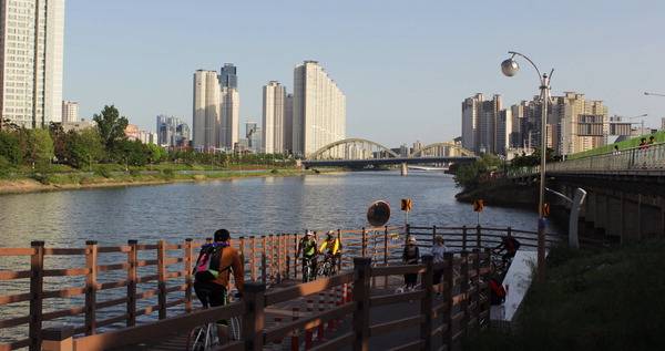 부산의 기수역 가운데 하나인 수영강의 친수공간.